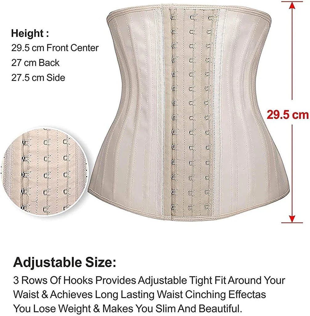 YIANNA Women Latex Waist Trainer 25 Steel Bones 3 Row Hooks