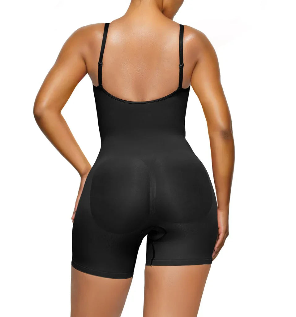 YIANNA Bodysuit for Women Tummy Control Shapewear Open Bust Mid-Thigh Body Shaper