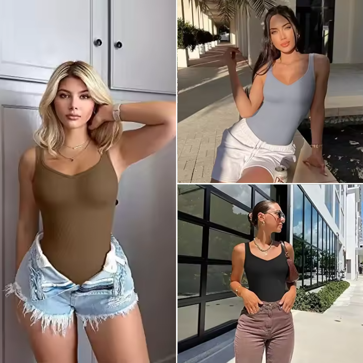 YIANNA Sculpting Bodysuit for Women Tummy Control Seamless Shapewear Scoop Neck Thong Body Shaper